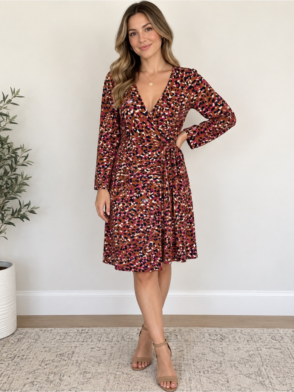Vero Moda Leopard Print Wrap Dress Size Small